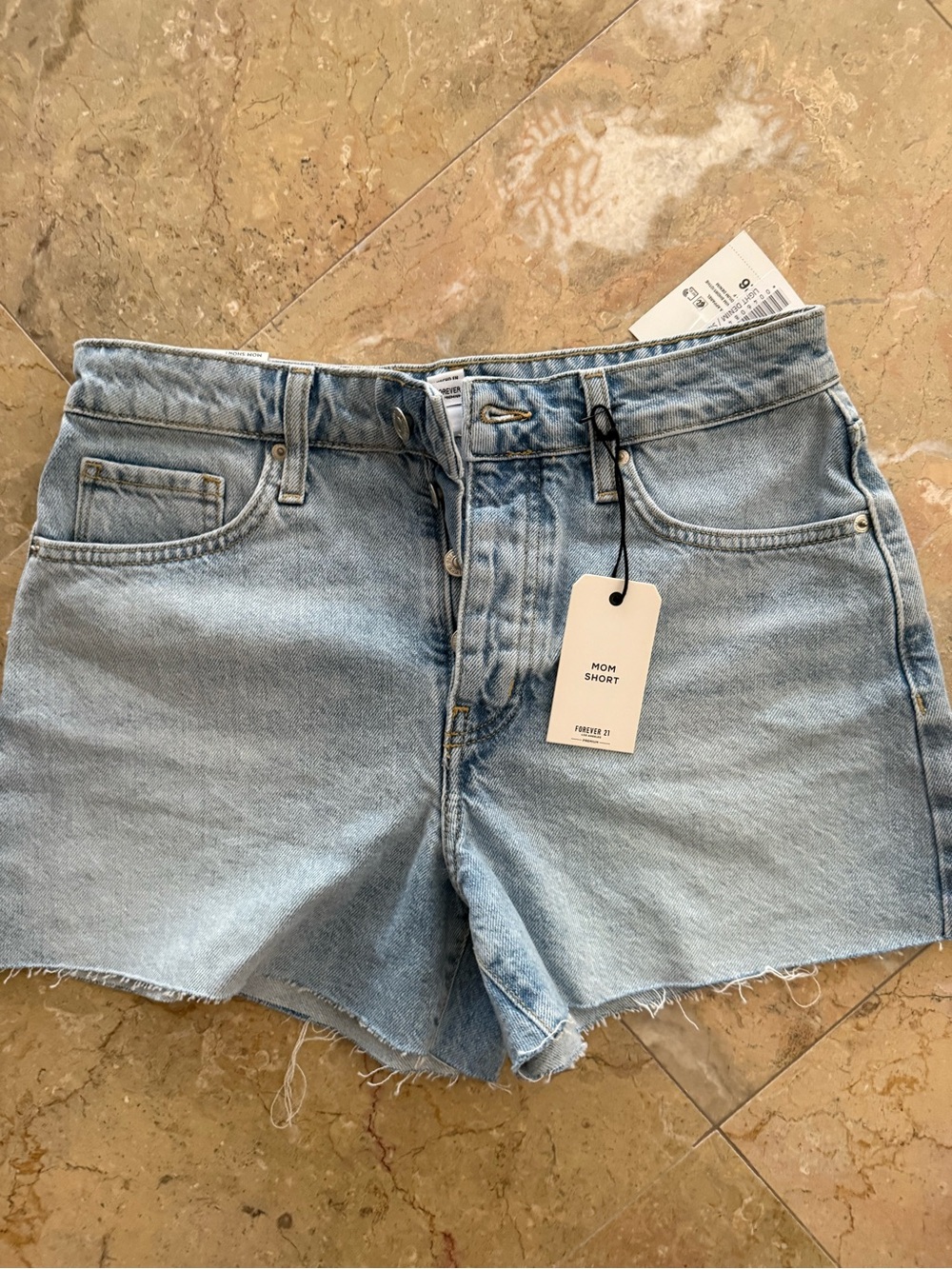 Forever 21 Faded Light Blue Denim Mom Shorts